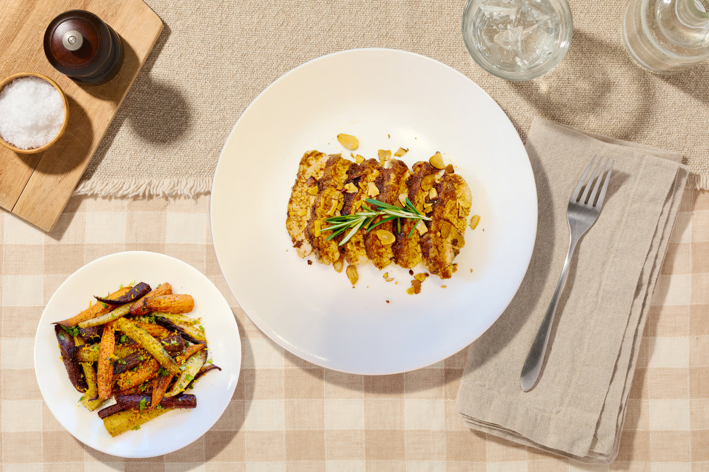 Spiced Pork Tenderloin With Roasted Almonds And Citrus Spiced Carrots